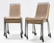 A SET OF EIGHT WOVEN CHAIRS