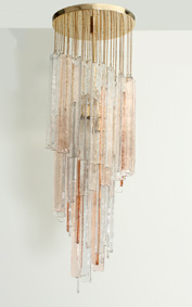 MAZZEGA CHANDELIER IN CLEAR AND PINK GLASS