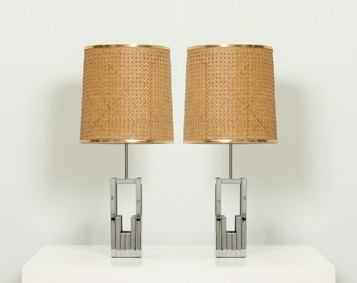 PAIR OF LUMICA TABLE LAMPS WITH CANE SHADES