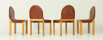 SET OF FOUR OAK AND LEATHER CHAIRS