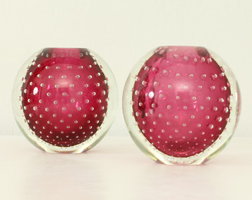 PAIR OF MURANO CANDLE HOLDERS