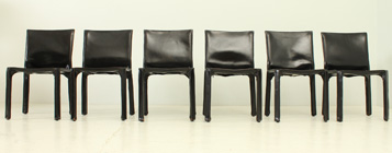 SET OF SIX CAB CHAIRS BY MARIO BELLINI IN BLACK LEATHER