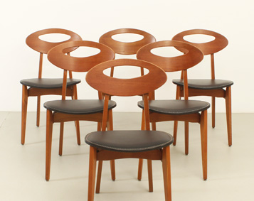 SIX DINING CHAIRS BY ROGER LANDAULT FOR MAISON SENTOU, FRANCE, 1950's