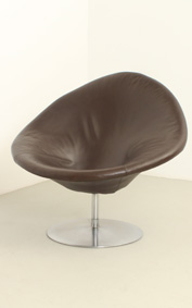 GLOBE CHAIR BY PIERRE PAULIN IN BROWN LEATHER FOR ARTIFORT