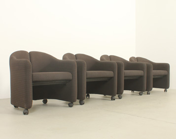SET OF FOUR PS142 ARMCHAIRS BY EUGENIO GERLI FOR TECNO, ITALY