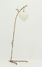 GILT FAUX BAMBOO FLOOR LAMP, SPAIN 1950s