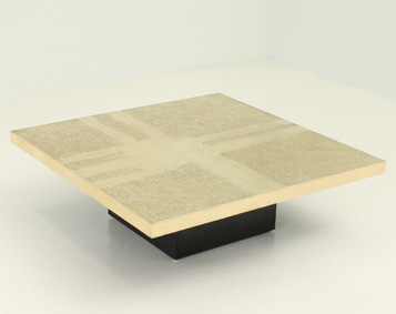 GEORGE MATHIAS ETCHED BRASS COFFEE TABLE