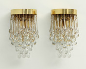 PAIR OF GLASS TEARDROP SCONCES