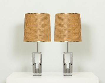 PAIR OF LUMICA TABLE LAMPS WITH CANE SHADES