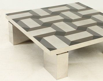 EXCEPTIONAL COFFEE TABLE WITH GEOMETRIC PATTERN TOP