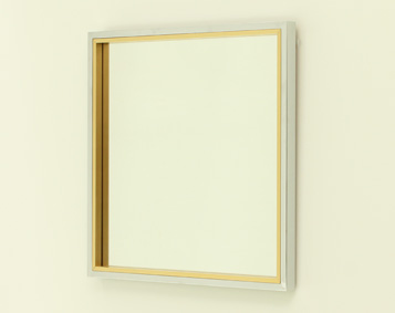 ITALIAN SQUARE WALL MIRROR IN BRASS AND CHROME FROM 1970's