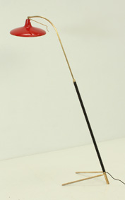 ADJUSTABLE FLOOR LAMP IN BRASS AND LEATHER, ITALY, 1950's