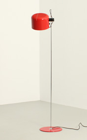 RED COUPE FLOOR LAMP BY JOE COLOMBO FOR OLUCE