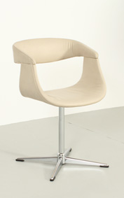 OFFICE SWIVEL CHAIR IN CREAM LEATHER, FRANCE, 1960's