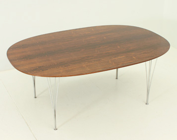 SUPER-ELLIPTICAL DINING TABLE BY PIET HEIN, BRUNO MATHSSON AND ARNE JACOBSEN