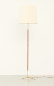 SPANISH FLOOR LAMP FROM 1950's WITH BRASS AND LEATHER