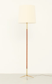 SPANISH FLOOR LAMP FROM 1950's WITH BRASS AND LEATHER