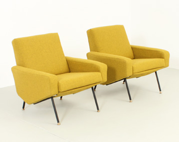 PAIR OF TROIKA ARMCHAIRS BY PAUL GEOFFROY FOR AIRBORNE, FRANCE