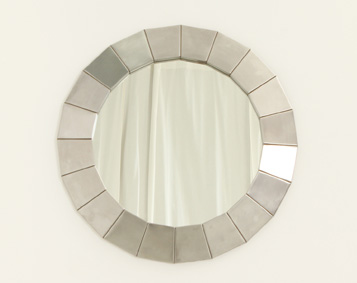 ROUND WALL MIRROR IN BRUSHED STEEL, SPAIN, 1960's