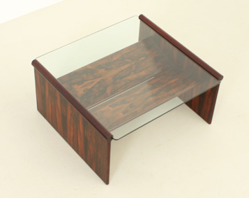 ITALIAN ROSEWOOD COFFEE TABLE WITH MAGAZINE RACK SHELF