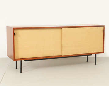 FLORENCE KNOLL SIDEBOARD MODEL 116 WITH SEAGRASS SLIDING DOORS 