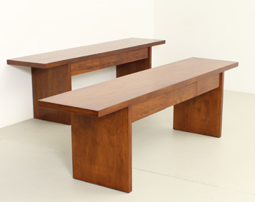 PAIR OF WALNUT CONSOLES BY JORDI VILANOVA, SPAIN, 1960's