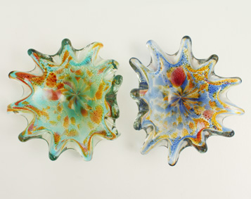 MULTICOLORED  FREEFORM MURANO ASHTRAYS OR BOWLS, 1960's 