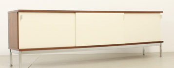 AIRBORNE SIDEBOARD WITH LACQUERED SLIDING DOORS, FRANCE, 1960's