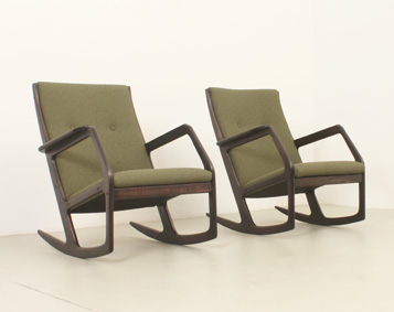 PAIR OF ROCKING CHAIRS BY HOLGER GEORGE JENSEN, DENMARK, 1960's